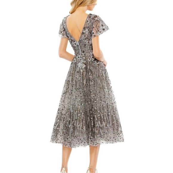 Mac Duggal 20392 NWT EMBELLISHED BUTTERFLY FIT AND FLARE TEA-LENGTH DRESS - Picture 2 of 6